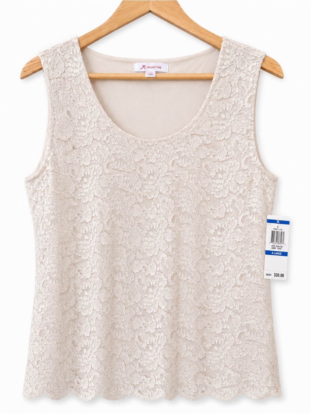 NWT-JM Collection Lace Shell Tank Top-XL